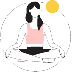 An animation of a woman meditating